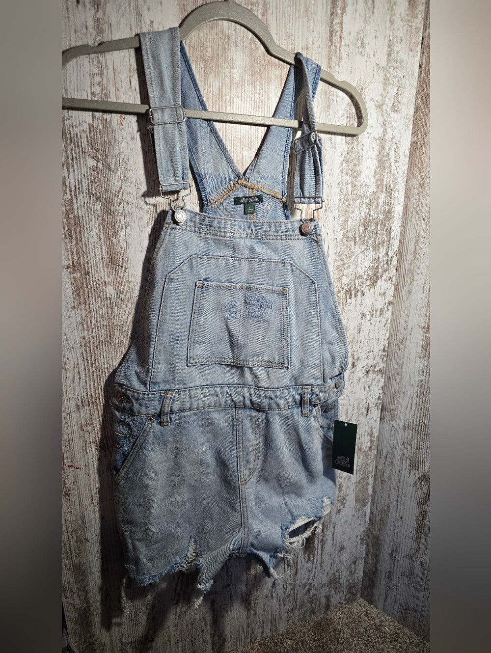 Light Wash Denim Short Overalls